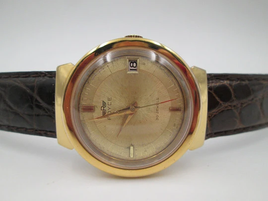 Reloj automático Royce Leadership. Chapado oro y acero inoxidable. Calendario. 1960