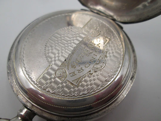 Reloj bolsillo Argus. Plata de ley. Remontoir con pulsador. Segundero. Suiza. 1890