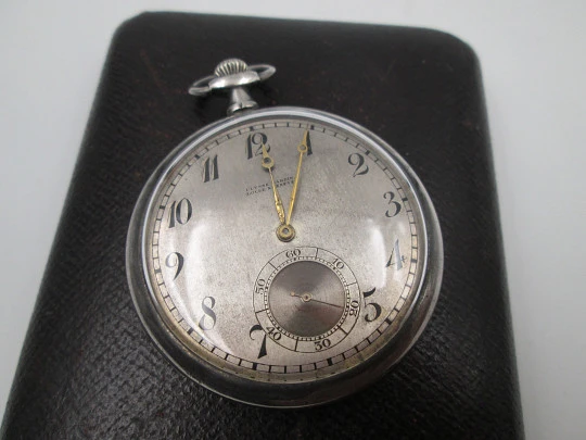 Reloj bolsillo lepine Ulysse Nardin. Plata de ley 900. Cuerda remontoir. Estuche. 1920