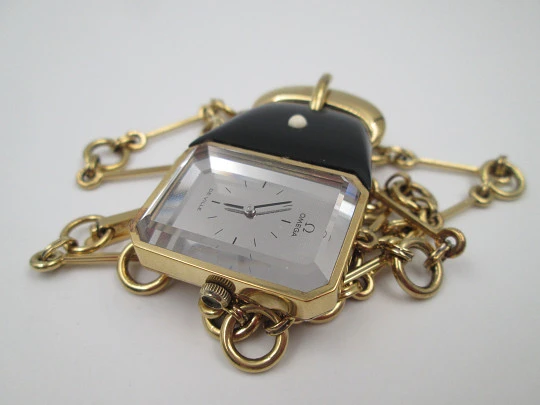 Reloj colgante mujer hebilla Omega De Ville. Cuerda. Plata vermeil y esmalte