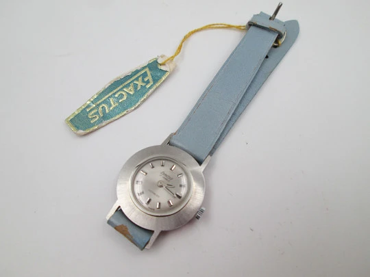 Reloj de pulsera mujer Exactus. Acero inoxidable. Cuerda manual. 1970. Suiza