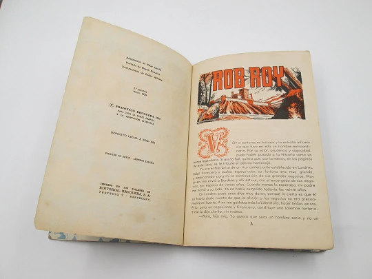 Rob Roy, illustrated youth book. Walter Scott. Corinto collection. Bruguera publisher, 1959