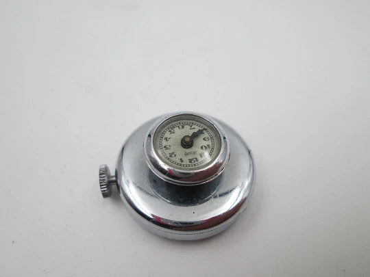 Rocar swiss lapel watch. Stainless steel. Manual wind. Grey sphere. 1930's