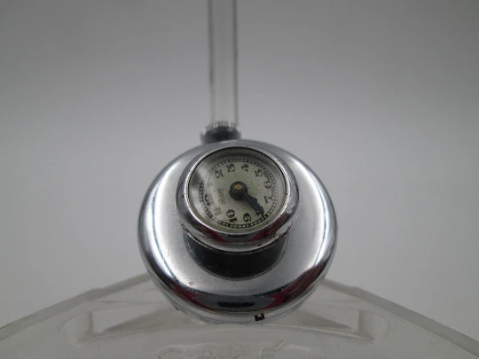 Rocar swiss lapel watch. Stainless steel. Manual wind. Grey sphere. 1930's