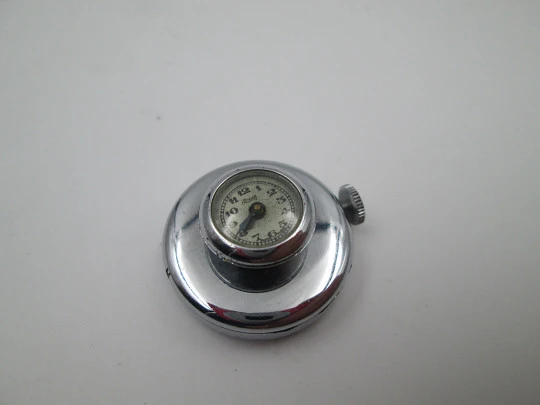 Rocar swiss lapel watch. Stainless steel. Manual wind. Grey sphere. 1930's