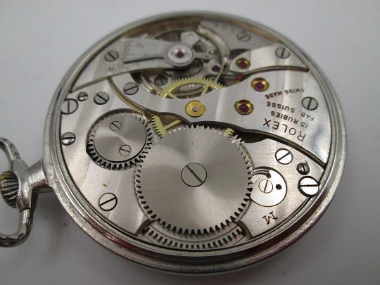 Rolex open-faced pocket watch. Nickel chrome case. Stem-wind. 1940's. Swiss