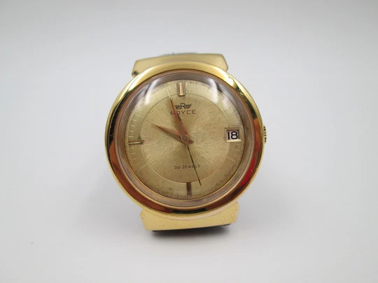 Royce Leadership automatic wristwatch. Stainless steel & gold plated. Calendar. 1960's