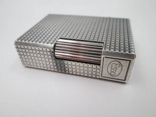 S. T. Dupont Paris lighter. Silver and gold plated. Diamond pattern. France. 1990's