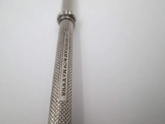 Sampson Mordan mechanical pencil. Silver plated. Black stone. Guilloche and flowers