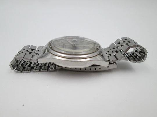 Seiko men's watch. Stainless steel. Automatic. Grey dial. Calendar. Bracelet. Japan. 1970's