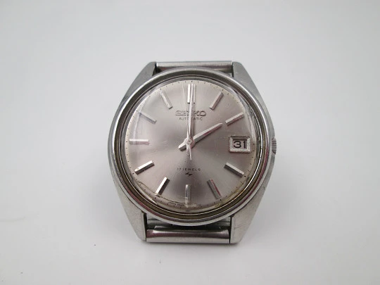 Seiko men's watch. Stainless steel. Automatic. Grey dial. Calendar. Bracelet. Japan. 1970's