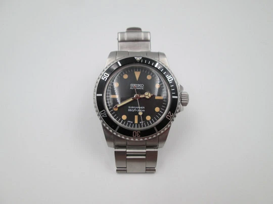 Seiko MOD Submariner men's watch. Stainless steel. Automatic. Rotating bezel. Bracelet