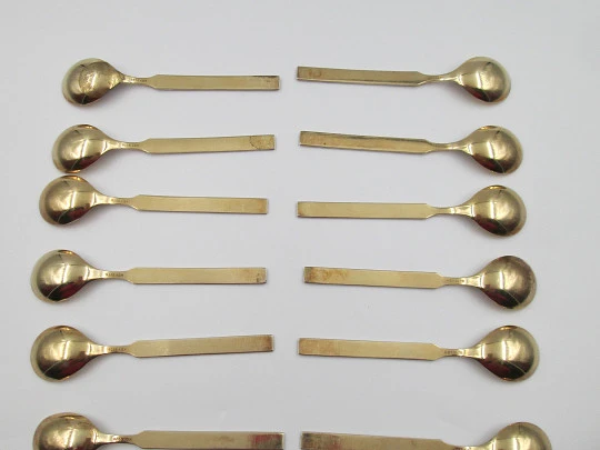 Set twelve spoons. 925 sterling silver and bitone enamel. Anchor motif. Europe. 1930's