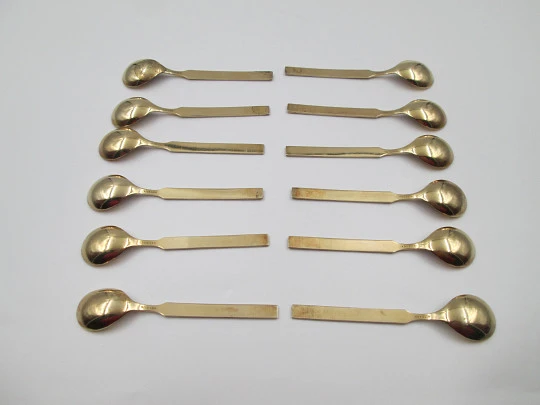 Set twelve spoons. 925 sterling silver and bitone enamel. Anchor motif. Europe. 1930's