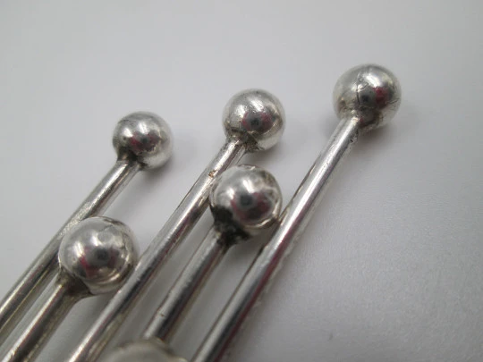 Six cocktail picks collection. 925 sterling silver. Spheres motifs. Spain. 1970's