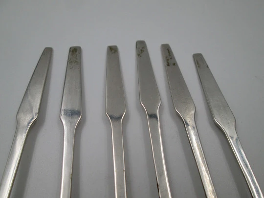 Six cocktail picks forks collection. 925 thousandths sterling silver. Spain. 1970's