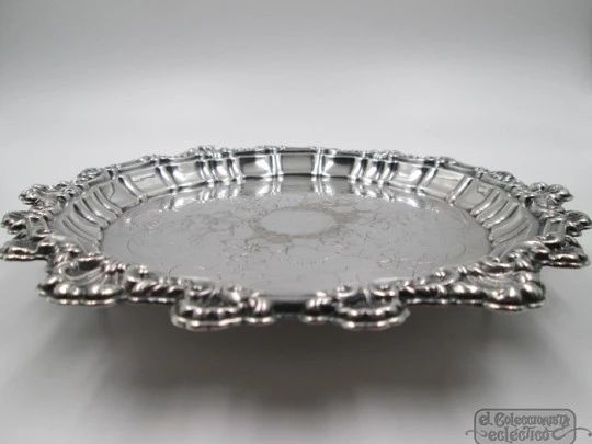 Sterling silver salver / centerpiece. Shells and flowers. 1970's