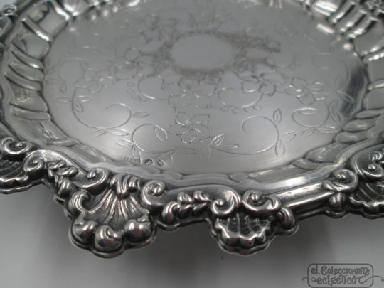 Sterling silver salver / centerpiece. Shells and flowers. 1970's