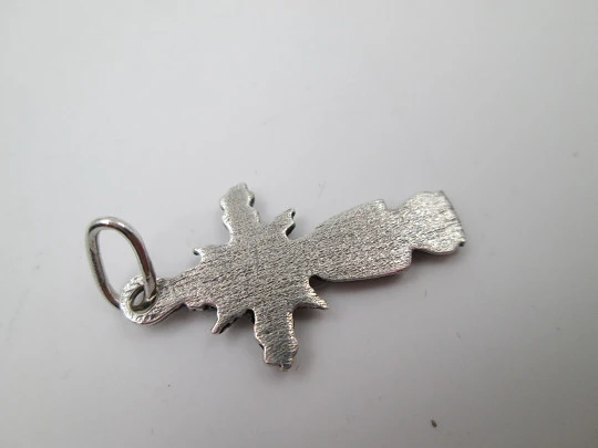 Sterling silver small cross crucifix pendant. Ring and hole on top. 1980's. Spain