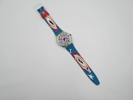 Swatch Gulp GK139. Plástico de colores. Massimo Giacon. Cuarzo. Caja. Suiza. 1991