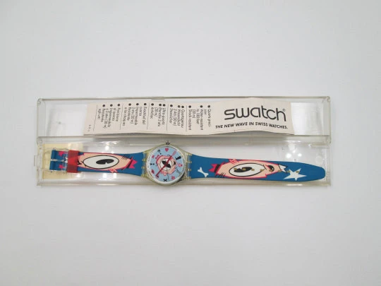 Swatch Gulp GK139. Plástico de colores. Massimo Giacon. Cuarzo. Caja. Suiza. 1991