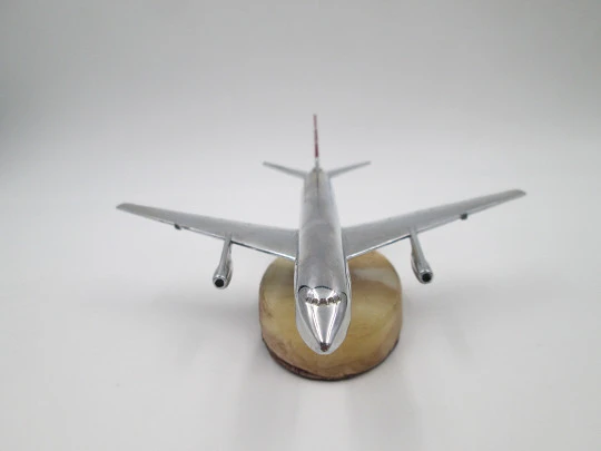 Swiss airline passenger plane. Chromed metal. Swivel support. Marble base. 1960's