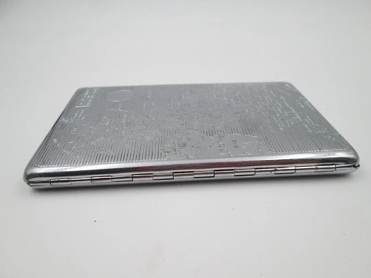 Sylva (Emu) gentleman cigarette case. Chromed metal. Map of the British Isles. 1950's