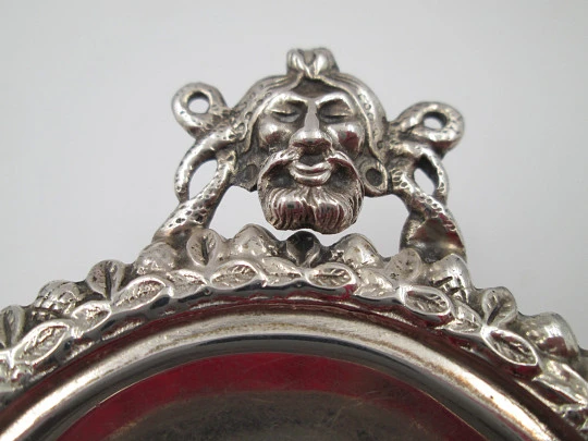 Table almond dish. Sterling silver. Fauns and vegetable motifs. Four legs. Spain. 1970's