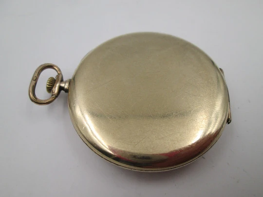 Tempo art deco pocket watch. 14k rolled gold. Manual wind. Small seconds hand. 1930's