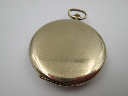 Tempo art deco pocket watch. 14k rolled gold. Manual wind. Small seconds hand. 1930's