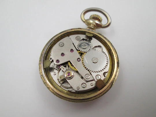 Thermidor women's pendant watch. Gold plated metal. Manual wind. Floral motifs. 1960's