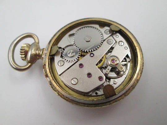 Thermidor women's pendant watch. Gold plated metal. Manual wind. Floral motifs. 1960's