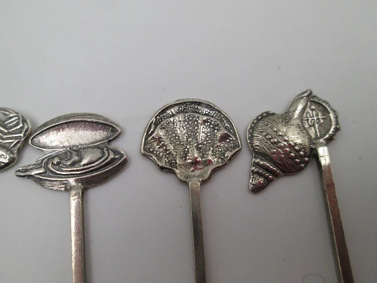 Thirteen cocktail picks collection. 925 sterling silver. Seafood motifs. Spain. 1980's