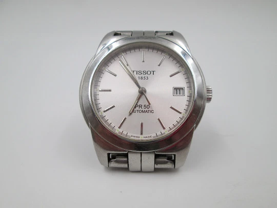 Tissot PR50. Acero inoxidable. Brazalete. Automático. Calendario. Dial gris. 2000