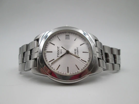 Tissot PR50. Acero inoxidable. Brazalete. Automático. Calendario. Dial gris. 2000