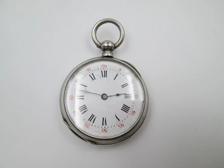 Cheapest Antique silver French pocket watch, key wind