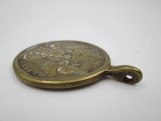 Virgin of Remedy (Fuensanta) and Holy Trinity oval bronze medal. 18th century. Rome