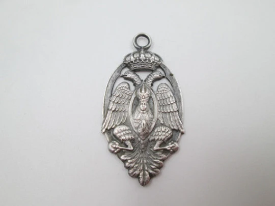 Virgin of the Tabernacle medal (Toledo). Sterling silver. Double-headed eagle. 1940's