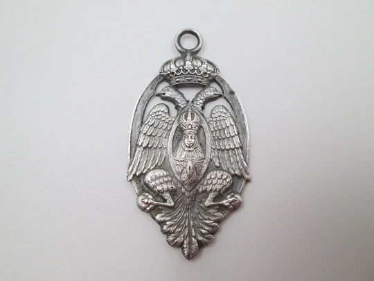 Virgin of the Tabernacle medal (Toledo). Sterling silver. Double-headed eagle. 1940's