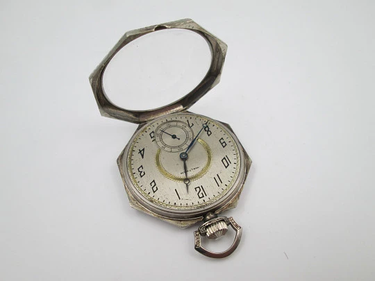 Waltham open-face art deco pocket watch. 14k white gold. Stem-wind. United States. 1920's