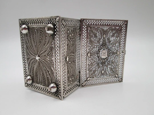 Women's filigree jewelry box. 925 sterling silver. Vegetable motifs. Spain. 1970's