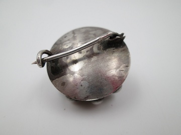 womens openwork brooch charro button sterling silver 1990s