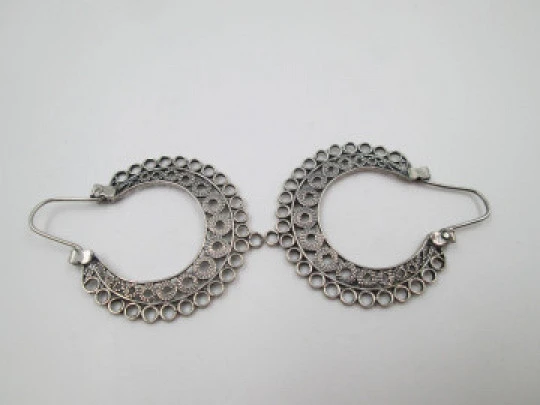 Womens Earrings Sterling Silver Pink Gems Hook Clasp