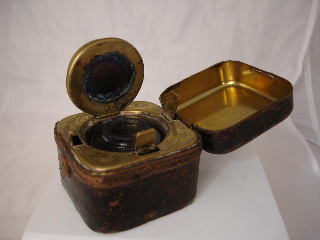 antique traveling inkwell